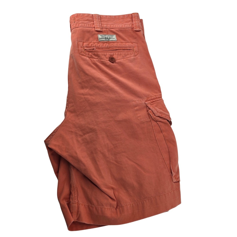 Polo Ralph Lauren Cargo Shorts Mens 34 Orange Classic Chino Twill Utility Salmon